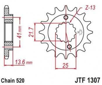 Звезда цепного привода JTF1307 15  jtf1307.15