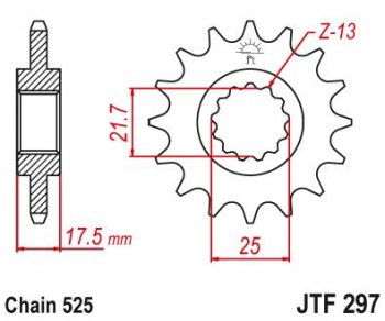 Звезда цепного привода JTF297 14  jtf297.14