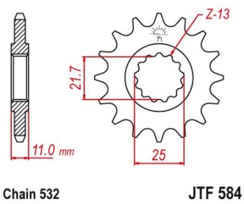 Звезда цепного привода JTF584 16  jtf584.16