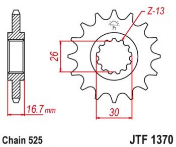 Звезда цепного привода JTF1370 16  jtf1370.16