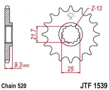 Звезда цепного привода JTF1539 14  jtf1539.14