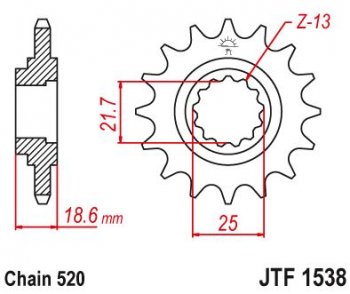 Звезда цепного привода JTF1538 15  jtf1538.15