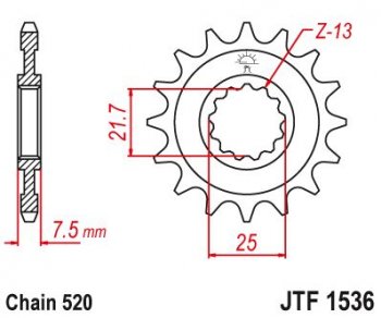 Звезда цепного привода JTF1536 16  jtf1536.16