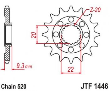 Звезда цепного привода JTF1446 13sc  jtf1446.13sc