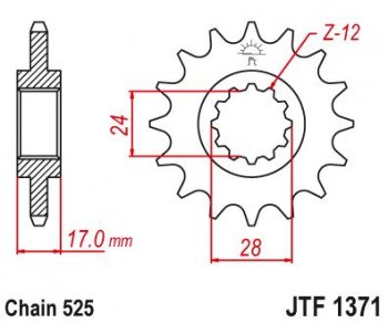 Звезда цепного привода JTF1371 15  jtf1371.15