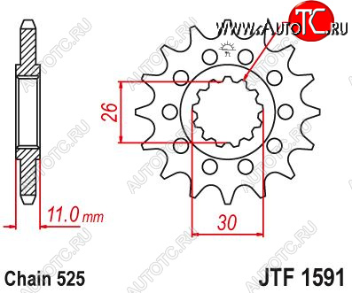 1 659 р. Звезда цепного привода JTF1591 16  jtf1591.16  с доставкой в г. Кемерово