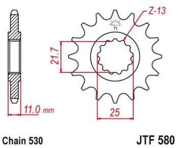 Звезда цепного привода JTF580 16  jtf580.16