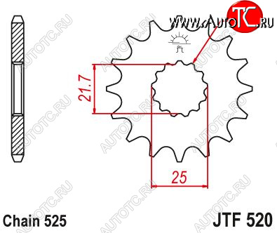 1 279 р. Звезда цепного привода JTF520 17RB  jtf520.17rb  с доставкой в г. Кемерово