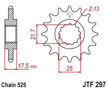 Звезда цепного привода JTF297 16  jtf297.16
