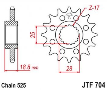 Звезда цепного привода JTF704 16  jtf704.16