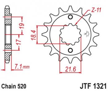 Звезда цепного привода JTF1321 14  jtf1321.14