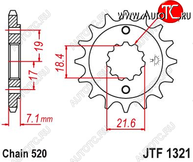 1 199 р. Звезда цепного привода JTF1321 14  jtf1321.14  с доставкой в г. Кемерово