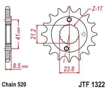 Звезда цепного привода JTF1322 14  jtf1322.14