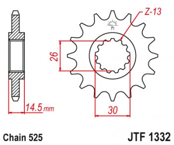 Звезда цепного привода JTF1332 16RB  jtf1332.16rb