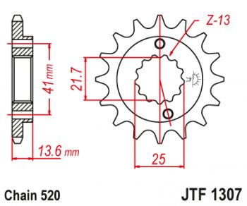 Звезда цепного привода JTF1307 14  jtf1307.14