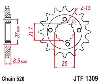 Звезда цепного привода JTF1309 15  jtf1309.15