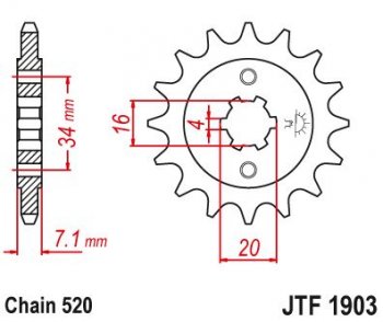 Звезда цепного привода JTF1903 14  jtf1903.14