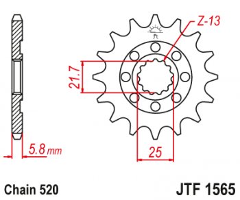 Звезда цепного привода JTF1565.14SC  jtf1565.14sc