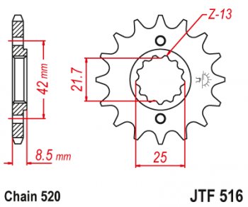 Звезда цепного привода JTF516 14  jtf516.14