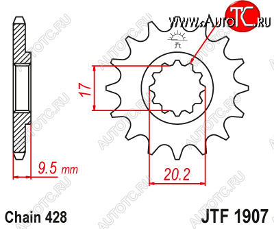 1 229 р. Звезда цепного привода JTF1907.13  jtf1907.13  с доставкой в г. Кемерово