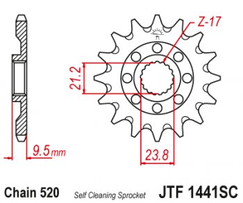 Звезда цепного привода JTF1441.14SC  jtf1441.14sc