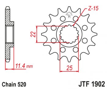 Звезда цепного привода JTF1902.15  jtf1902.15