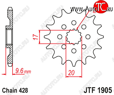 1 229 р. Звезда цепного привода JTF1905.13  jtf1905.13  с доставкой в г. Кемерово