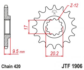 Звезда цепного привода JTF1906.14  jtf1906.14