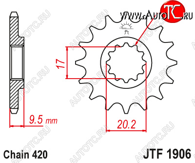 969 р. Звезда цепного привода JTF1906.14  jtf1906.14  с доставкой в г. Кемерово