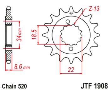 Звезда цепного привода JTF1908.15  jtf1908.15