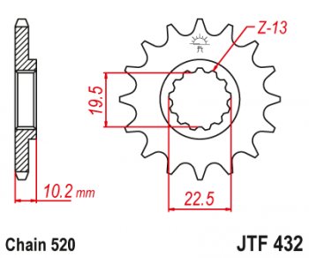 Звезда цепного привода JTF432 13  jtf432.13