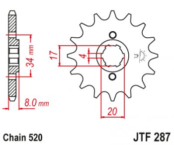 Звезда цепного привода JTF287 13  jtf287.13