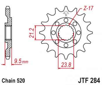 Звезда цепного привода JTF284 14  jtf284.14