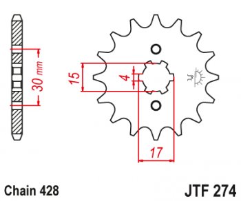 Звезда цепного привода JTF274 14  jtf274.14