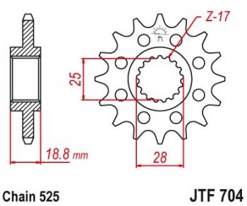 Звезда цепного привода JTF704 17RB  jtf704.17rb