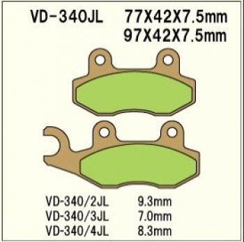 1 589 р. Тормозные колодки Vesrah VD 340JL	  пм-00005119  с доставкой в г. Кемерово. Увеличить фотографию 1