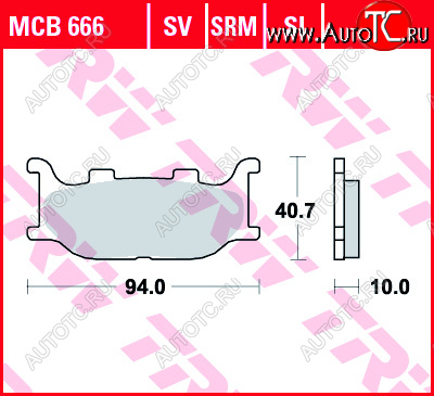 3 309 р. Тормозные колодки TRW MCB666  mcb666  с доставкой в г. Кемерово