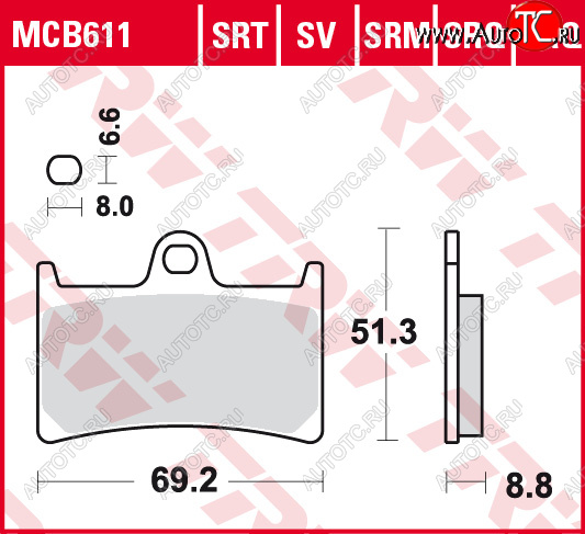3 889 р. Тормозные колодки TRW MCB611SV  mcb611sv  с доставкой в г. Кемерово