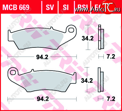 3 019 р. Тормозные колодки TRW MCB669SI  mcb669si  с доставкой в г. Кемерово