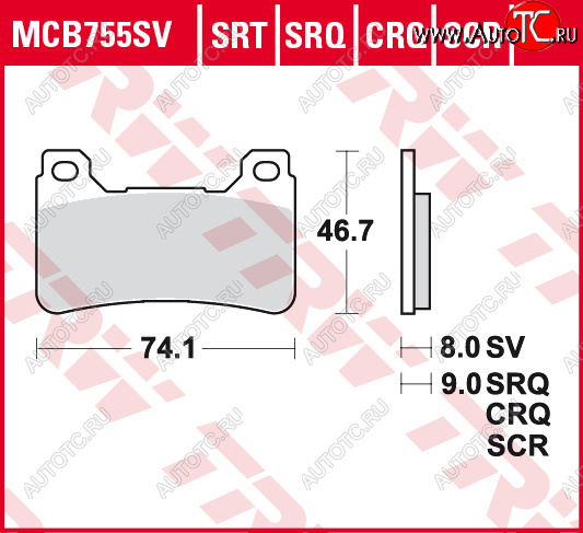 3 889 р. Тормозные колодки TRW MCB755SV  mcb755sv  с доставкой в г. Кемерово
