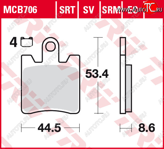 5 839 р. Тормозные колодки TRW MCB706SV  mcb706sv  с доставкой в г. Кемерово
