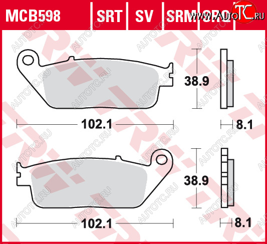 3 309 р. Тормозные колодки TRW MCB598  mcb598  с доставкой в г. Кемерово