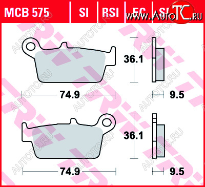 3 019 р. Тормозные колодки TRW MCB575SI  mcb575si  с доставкой в г. Кемерово