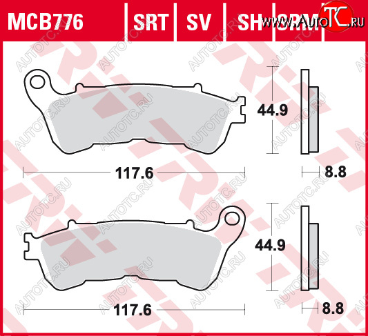 5 449 р. Тормозные колодки TRW MCB776SV  mcb776sv  с доставкой в г. Кемерово