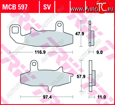 3 889 р. Тормозные колодки TRW MCB597SV  mcb597sv  с доставкой в г. Кемерово