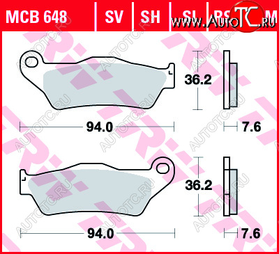 3 309 р. Тормозные колодки TRW MCB648  mcb648  с доставкой в г. Кемерово