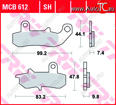 3 879 р. Тормозные колодки TRW MCB612SH  mcb612sh  с доставкой в г. Кемерово