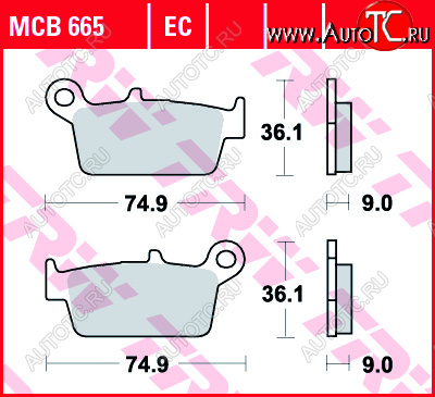 2 529 р. Тормозные колодки TRW MCB665  mcb665  с доставкой в г. Кемерово