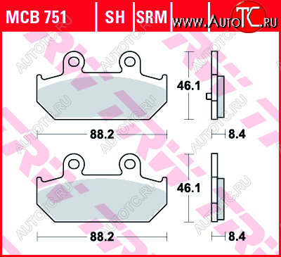 2 919 р. Тормозные колодки TRW MCB751SRM  mcb751srm  с доставкой в г. Кемерово
