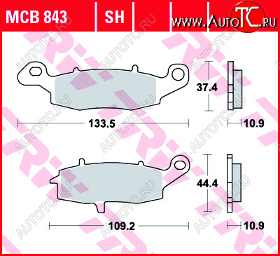 3 309 р. Тормозные колодки TRW MCB843  mcb843  с доставкой в г. Кемерово